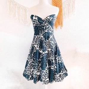 Zara Floral Strapless Bubble Hem Dress